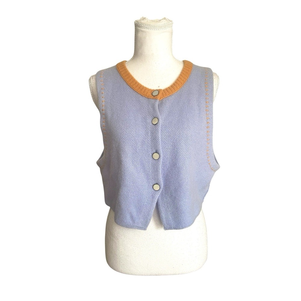 Free People Sammi‎ Cashmere Knit Sweater Vest Periwinkle Blue Pastel Retro Indie - Picture 8 of 16